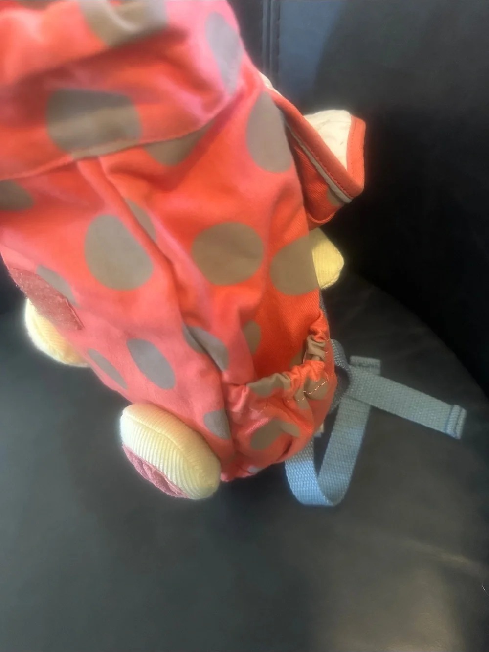 Kids Toddler Coral Polka Dot Bunny Backpack Roraailey
